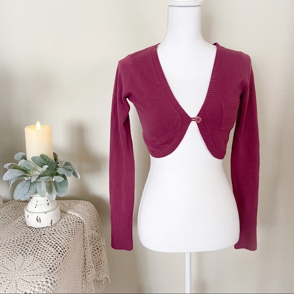H&M Crop Purple Pink Long Sleeves Layering Top / Jacket - Picture 1 of 11